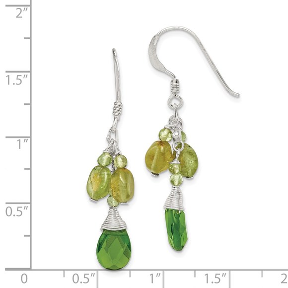 Sterling Silver Peridot & Green Crystal Teardrop Dangle Drop Ladies Earrings - Picture 4 of 4